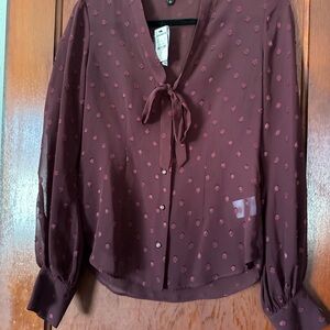 Express Maroon Blouse with Tie-Front